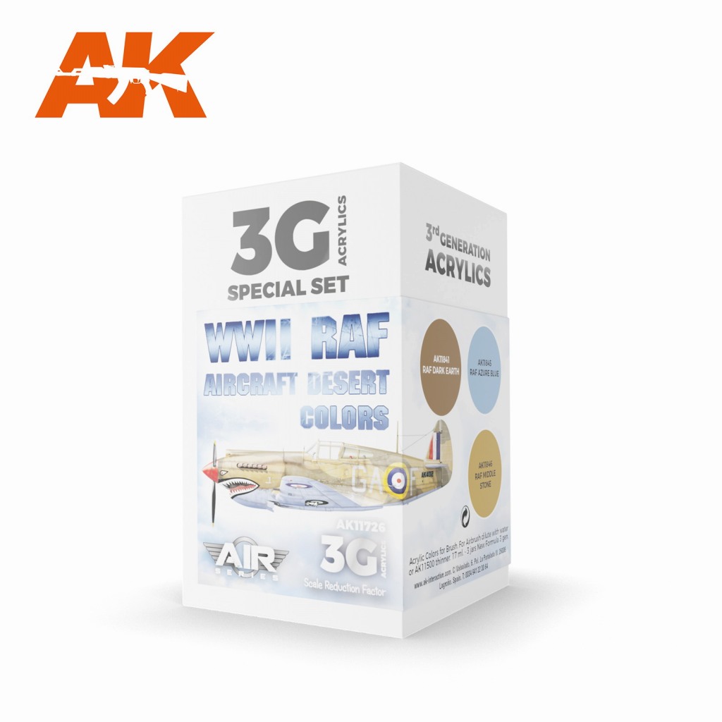 【新製品】AK11726 WWII イギリス空軍デザートカラー3色セット【AKアクリル3G (サードジェネレーション)】