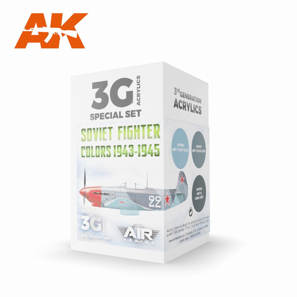 【新製品】AK11742 ソビエト戦闘機カラー3色セット1943-1945【AKアクリル3G (サードジェネレーション)】