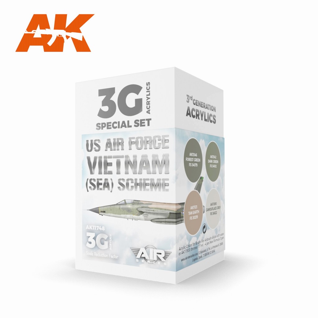 【新製品】AK11748 アメリカ空軍航空機東南アジアスキーム4色セット【AKアクリル3G (サードジェネレーション)】