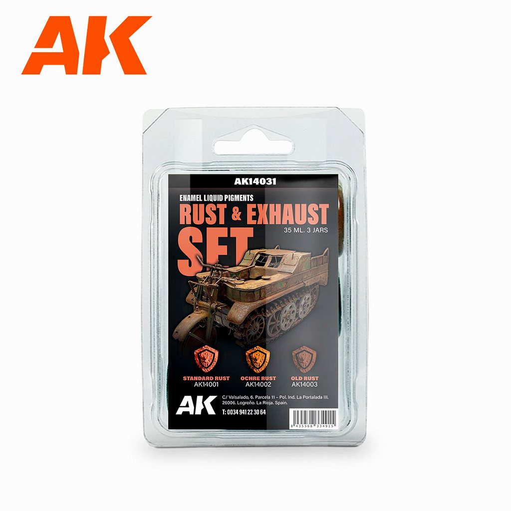 【新製品】AK14031 リキッドピグメント・ラスト&エグゾーストセット（錆とスス汚れセット）