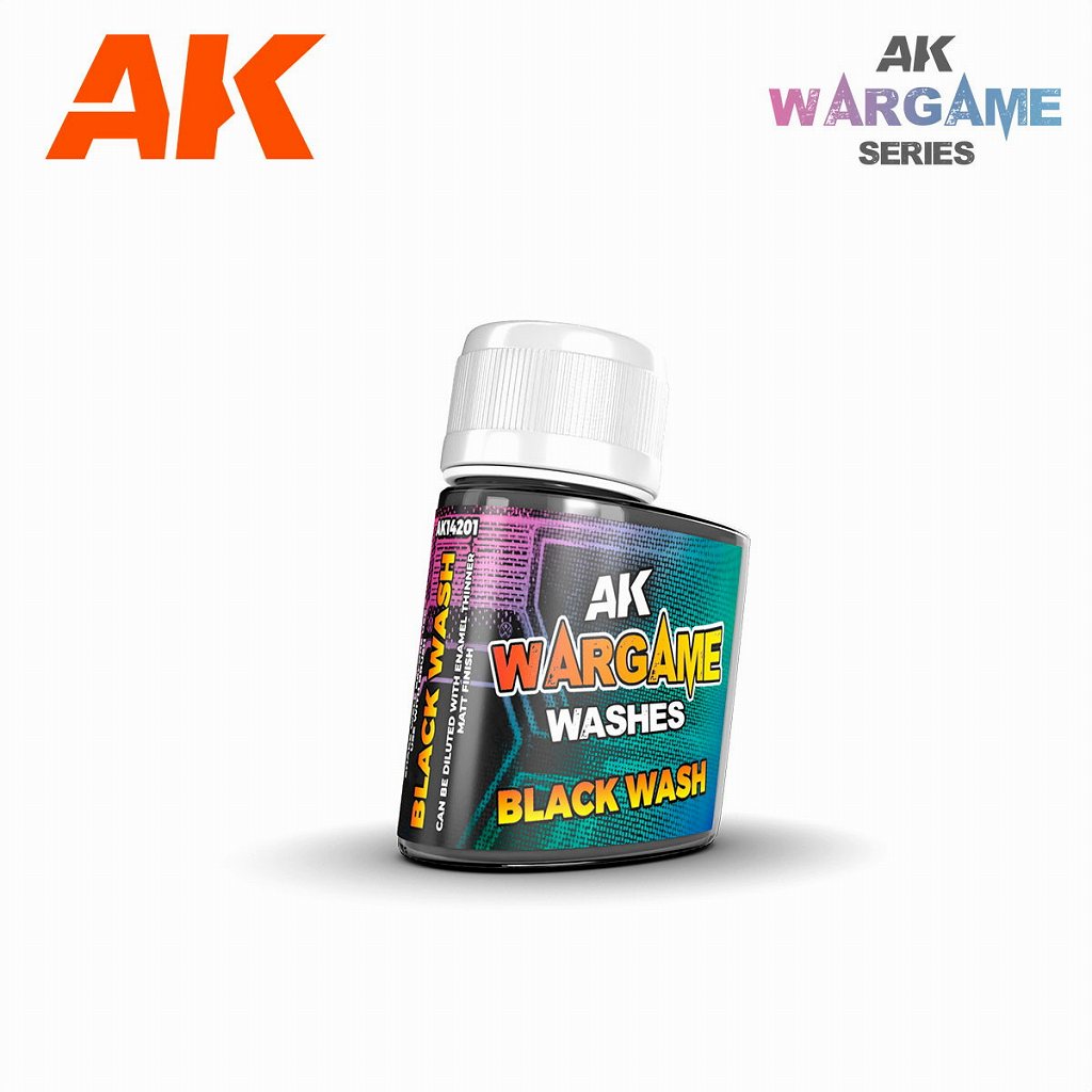 【新製品】AK14201 エナメル塗料 ウォーゲームウォッシュ ブラック