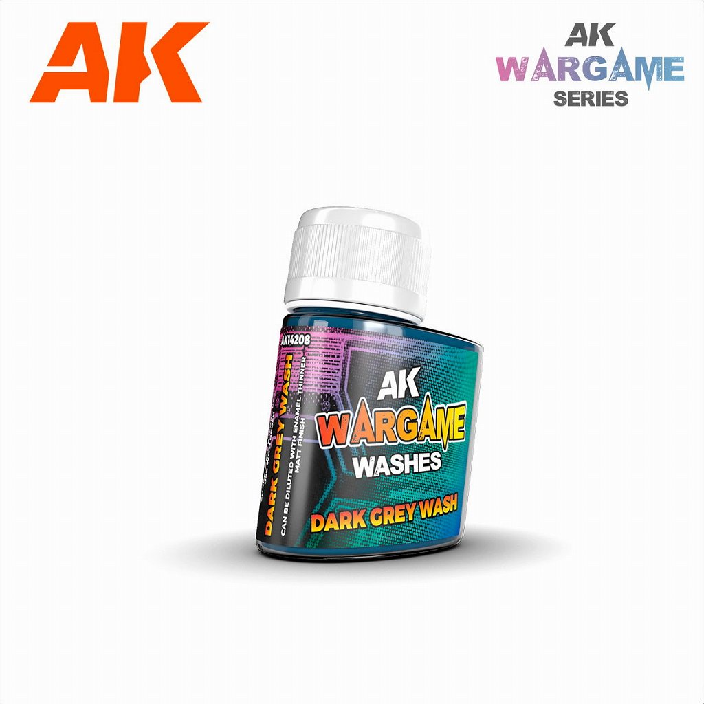 【新製品】AK14208 エナメル塗料 ウォーゲームウォッシュ ダークグレイ