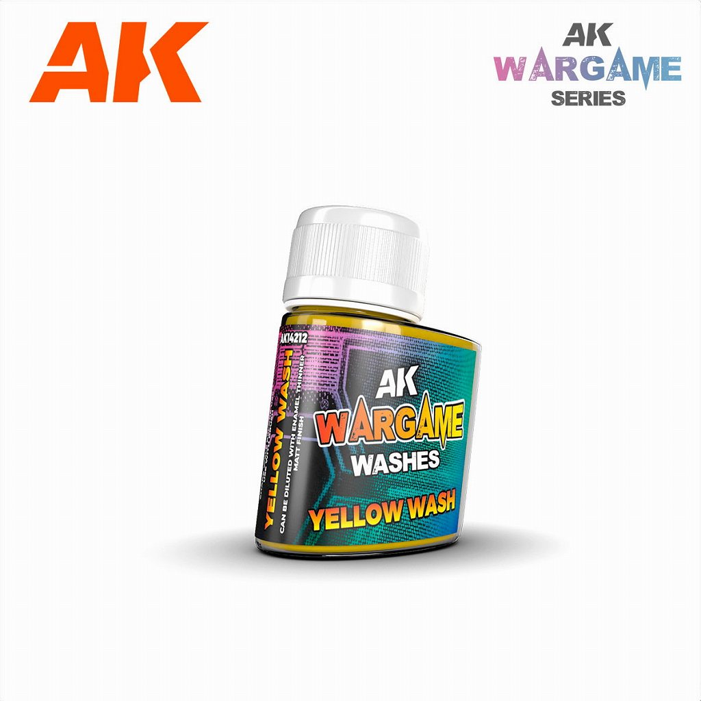 【新製品】AK14212 エナメル塗料 ウォーゲームウォッシュ イエロー