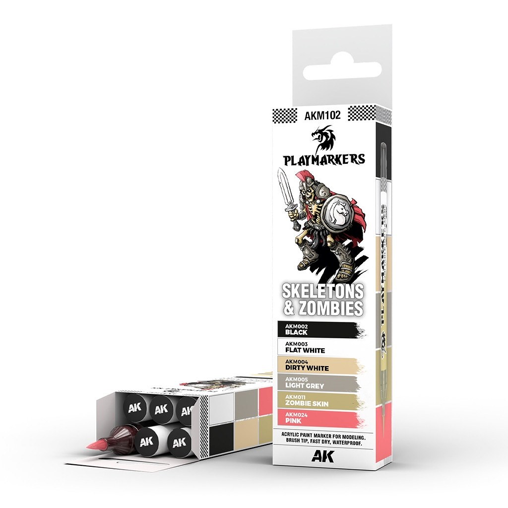 【新製品】AKプレイマーカー AKM102 スケルトン&ゾンビ 6色セット