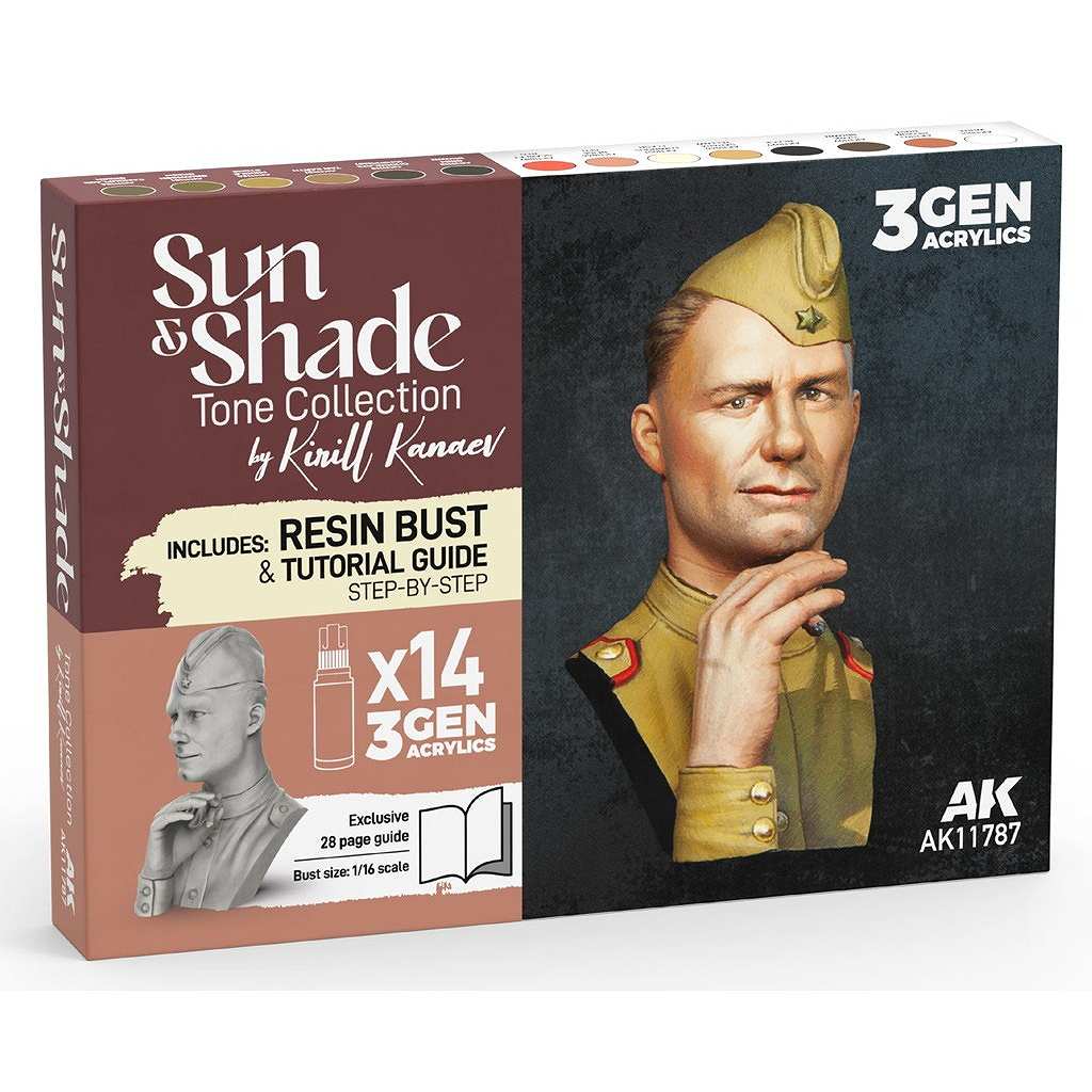 【新製品】AK11787 サンアンドトーン14色セット バストフィギュア付きbyキリル・カネフ【AKアクリル3G (サードジェネレーション)】