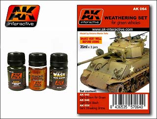 【再入荷】AK064 グリーン塗装用ウェザリングセット