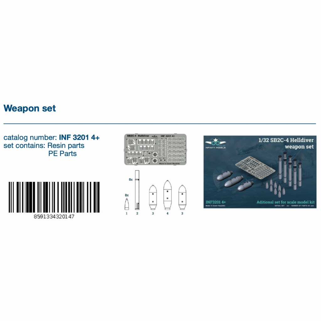 【新製品】INF3201-4+ 1/32 カーチス SB2C-4 ヘルダイバー 武装セット (インフィニティモデルズ用)