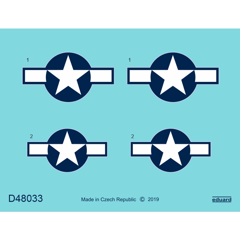 【新製品】D48033 ノースアメリカン P-51D マスタング 国籍マークデカール (エデュアルド用)