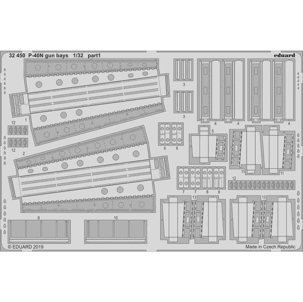 【新製品】32450 カーチス P-40N ウォーホーク ガンベイ エッチングパーツ (トランペッター用)