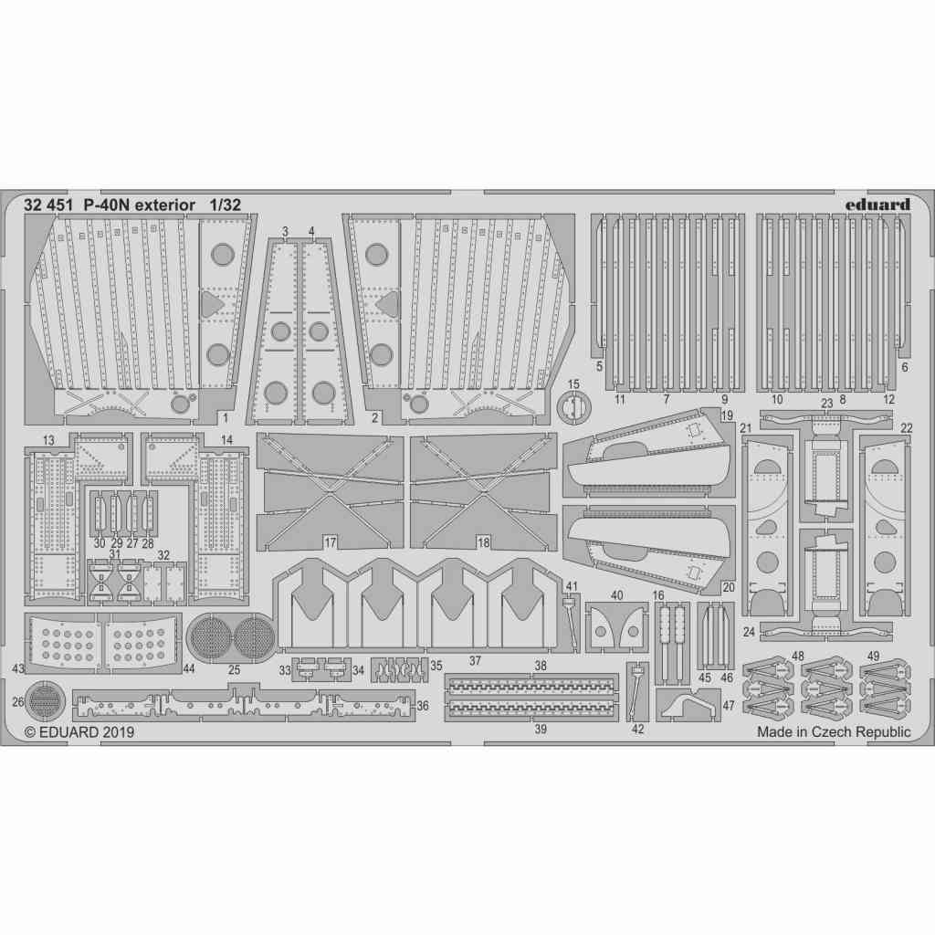 【新製品】32451 カーチス P-40N ウォーホーク 外装エッチングパーツ (トランペッター用)