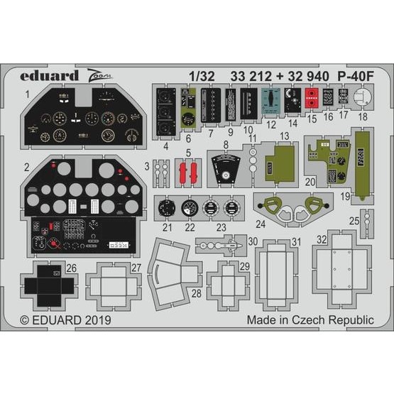 【新製品】32940 塗装済 カーチス P-40F エッチングパーツ (トランぺッター用)