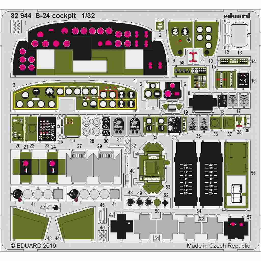 【新製品】32944 塗装済 コンソリデーテッド B-24 リベレーター コクピットエッチングパーツ (ホビーボス用)