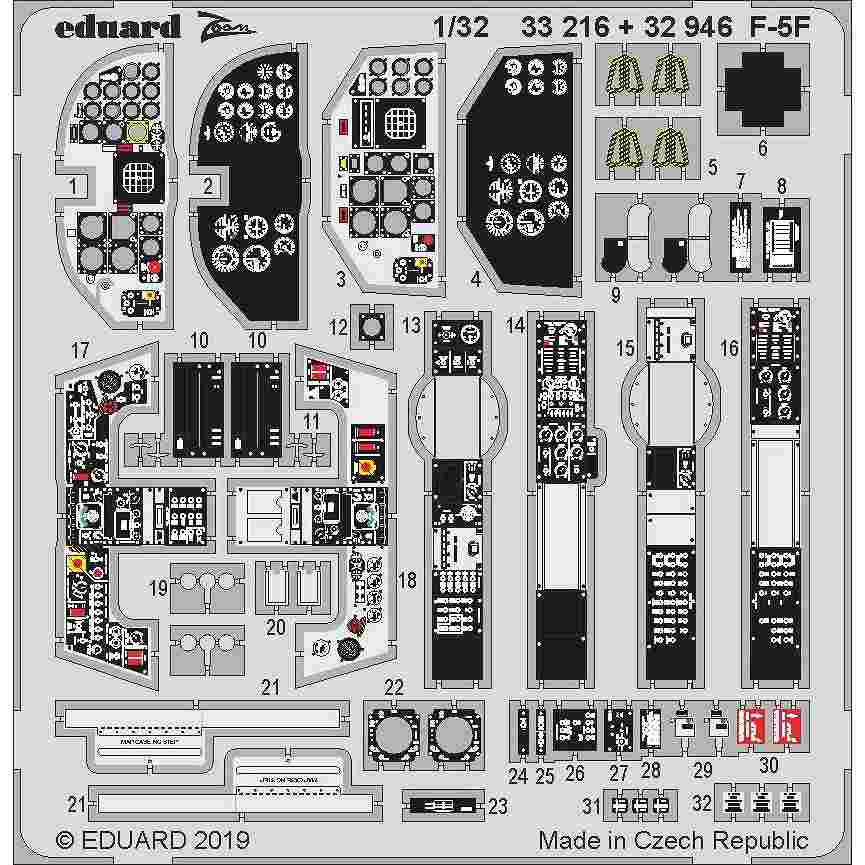 【新製品】32946 塗装済 ノースロップ F-5F タイガーII 内装エッチングパーツ (キティホーク用)