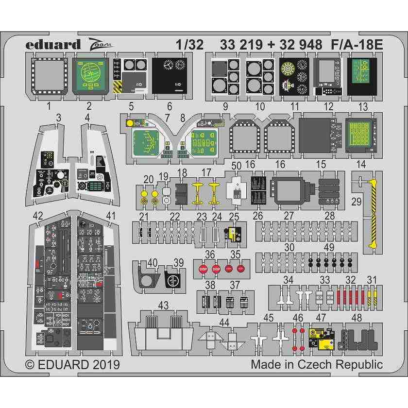 【新製品】32948 塗装済 F/A-18E スーパーホーネット 内装エッチングパーツ (レベル用)