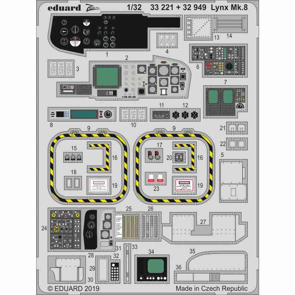 【新製品】32949 塗装済 リンクス Mk.8 内装エッチングパーツ (レベル用)