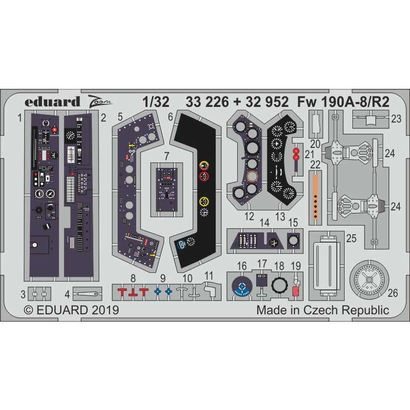 【新製品】32952 塗装済 フォッケウルフ Fw190A-8/R2 エッチングパーツ (レベル用)