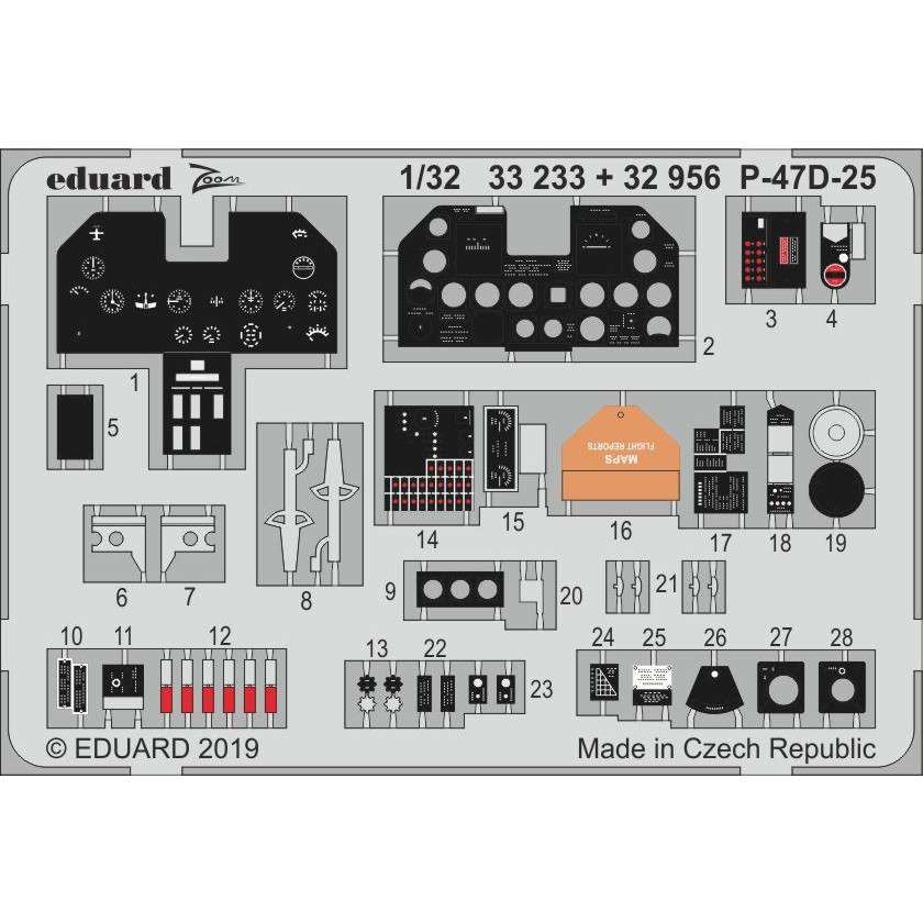 【新製品】32956 塗装済 リパブリック P-47D-25 サンダーボルト 内装エッチングパーツ (ハセガワ用)