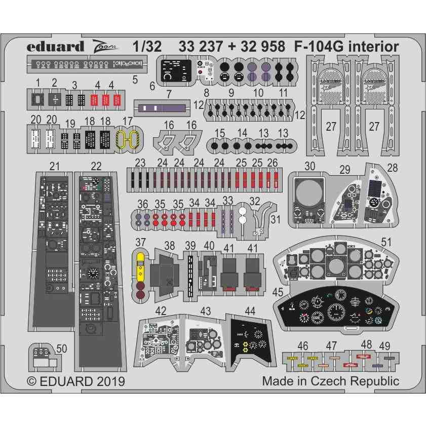 【新製品】32958 塗装済 ロッキード F-104G スターファイター 内装エッチングパーツ (イタレリ用)