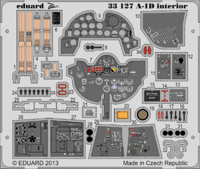 【新製品】[8591437331277] 33127)塗装済 A-1D スカイレーダー 計器盤/シートベルト