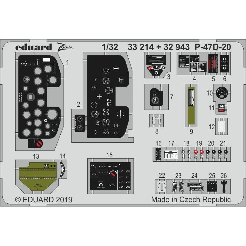 【新製品】33214 塗装済 リパブリック P-47D-20 サンダーボルト ズームエッチングパーツ (トランぺッター用)