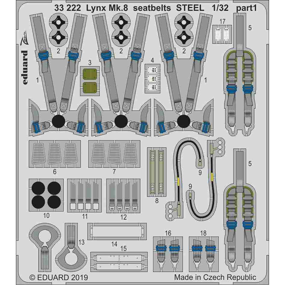 【新製品】33222 ウェストランド リンクス Mk.8 シートベルト (ステンレス製) (レベル用)