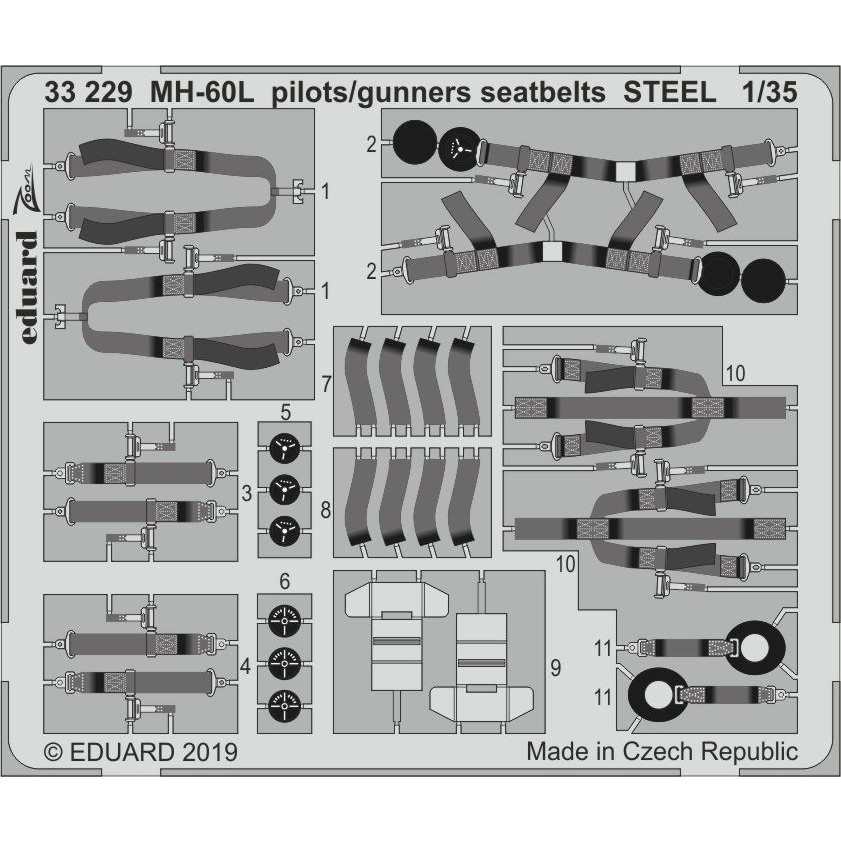 【新製品】33229 塗装済 シコルスキー MH-60L パイロット・ガンナー用シートベルト(ステンレス製) (キティホーク用)