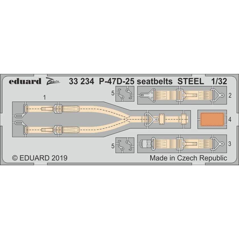 【新製品】33234 塗装済 リパブリック P-47D-25 サンダーボルト シートベルト (ステンレス製) (ハセガワ用)