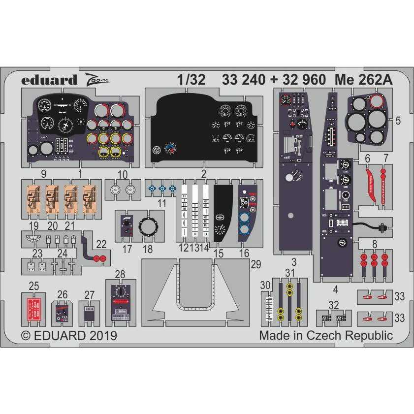 【新製品】33240 塗装済 メッサーシュミット Me262A シュワルベ ズームエッチングパーツ (レベル用)