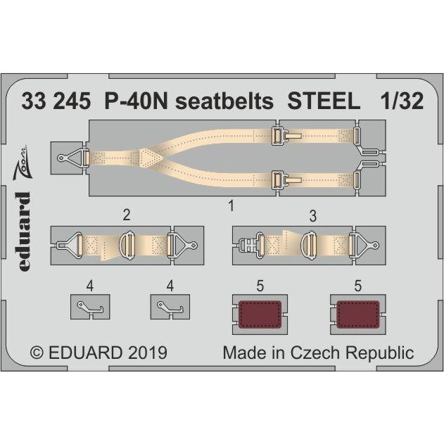 【新製品】33245 塗装済 カーチス P-40N ウォーホーク シートベルト (ステンレス製) (トランペッター用)