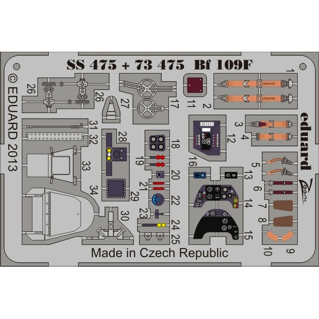 【新製品】[8591437374755] SS475)塗装済 メッサーシュミット Bf109F 計器盤/シートベルト