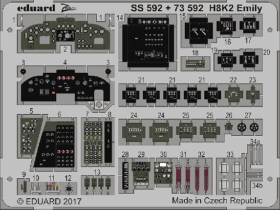 【新製品】SS592)塗装済 H8K2 二式大艇 計器盤