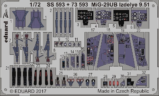 【新製品】SS593)塗装済 MiG-29UB 9.51 計器盤