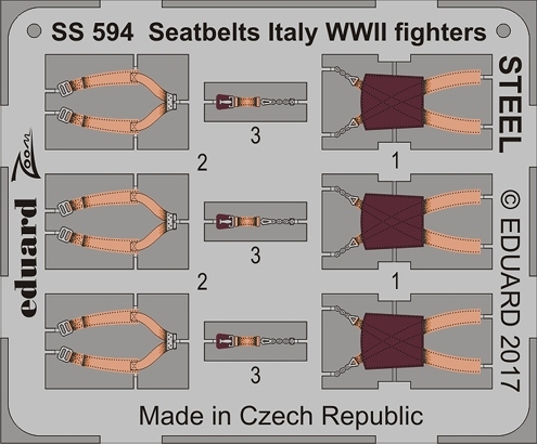 【新製品】SS594)塗装済 WWII 伊 戦闘機用シートベルト