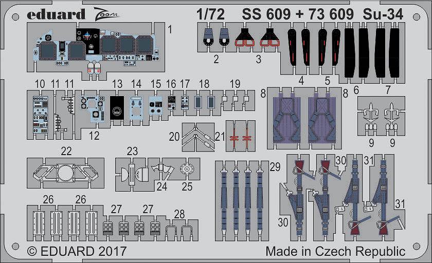 【新製品】SS609)塗装済 スホーイ Su-34 フルバック 計器盤/シートベルト