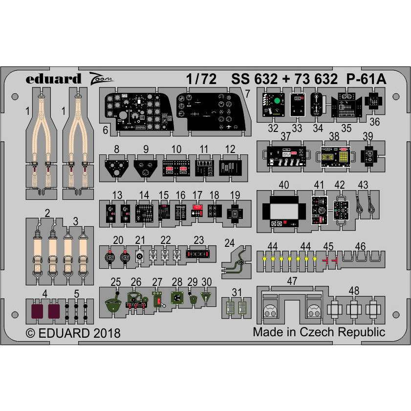 【新製品】SS632 塗装済 ノースロップ P-61A ブラックウィドゥ 計器盤/シートベルト