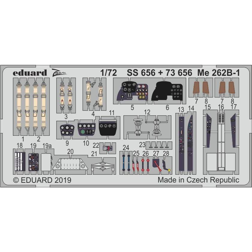 【新製品】SS656 塗装済 メッサーシュミット Me262B-1 ズームエッチングパーツ (エアフィックス用)