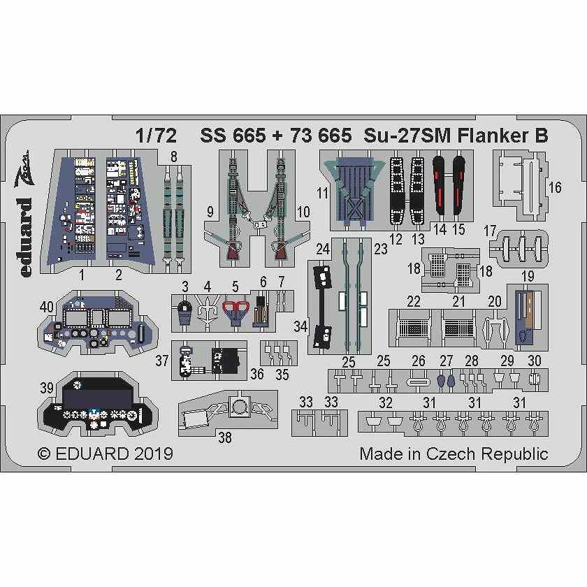 【新製品】SS665 塗装済 スホーイ Su-27SM フランカーB ズームエッチングパーツ(ズべズダ用)