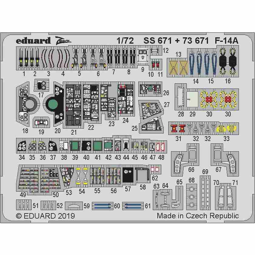 【新製品】SS671 塗装済 F-14A トムキャット ズームエッチングパーツ (ホビーボス用)