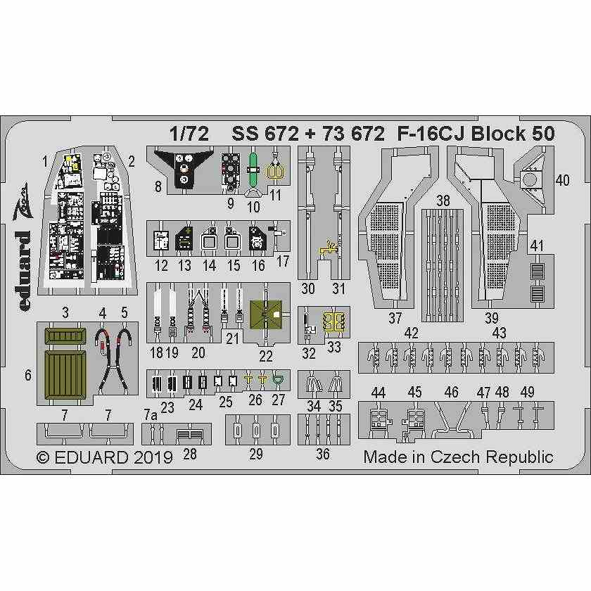 【新製品】SS672 塗装済 F-16CJ ファイティングファルコン ブロック50 ズームエッチングパーツ (タミヤ用)