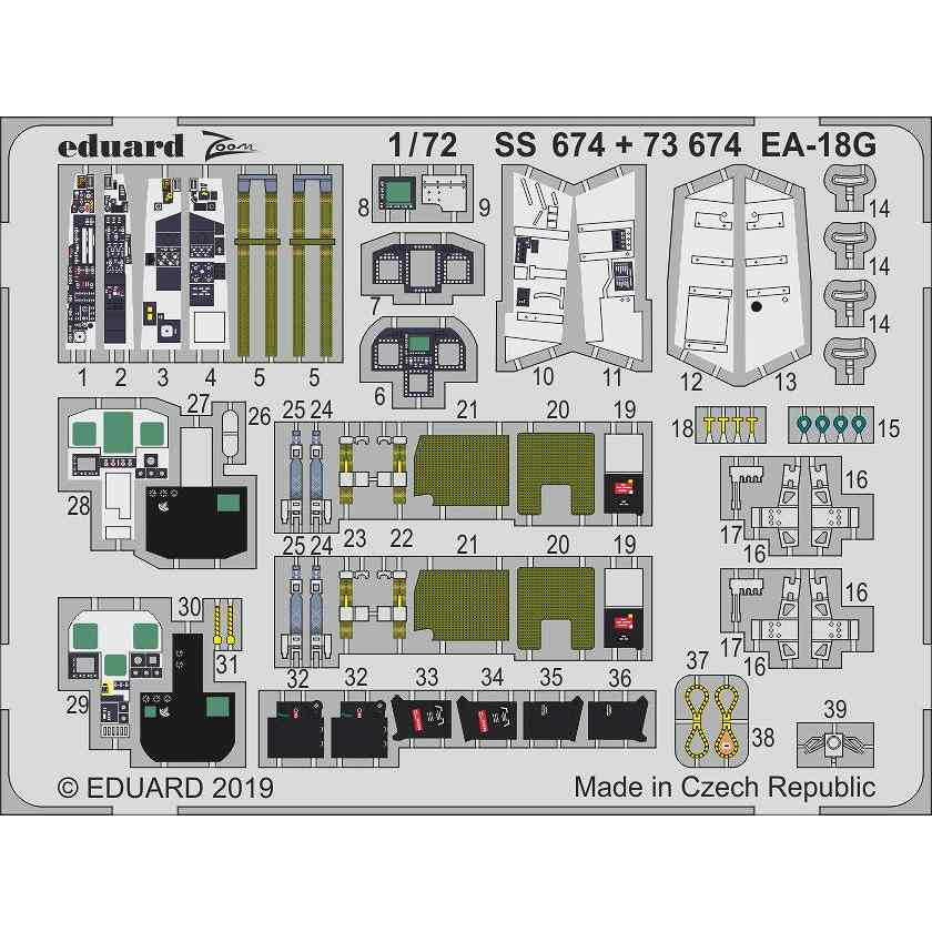 【新製品】SS674 塗装済 ボーイング EA-18G グラウラー ズームエッチングパーツ (ハセガワ用)