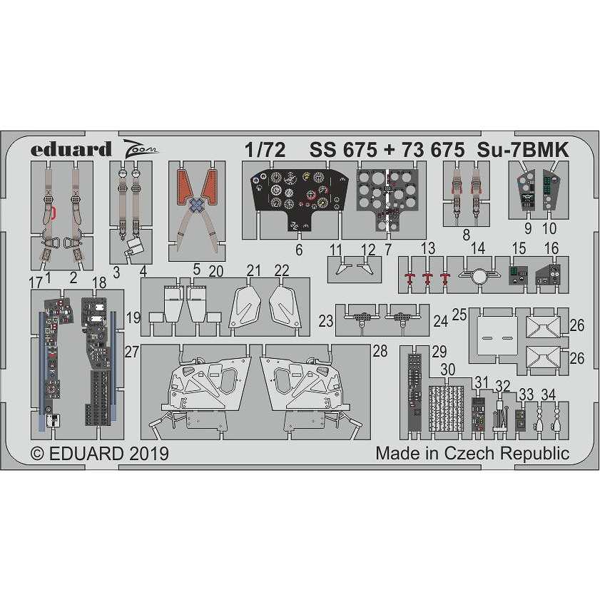 【新製品】SS675 塗装済 スホーイ Su-7BMK フィッター ズームエッチングパーツ (モデルズビット用)