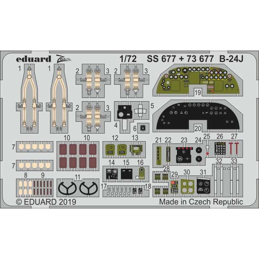 【新製品】SS677 塗装済 コンソリデーテッド B-24J リベレーター ズームエッチングパーツ (ハセガワ用)