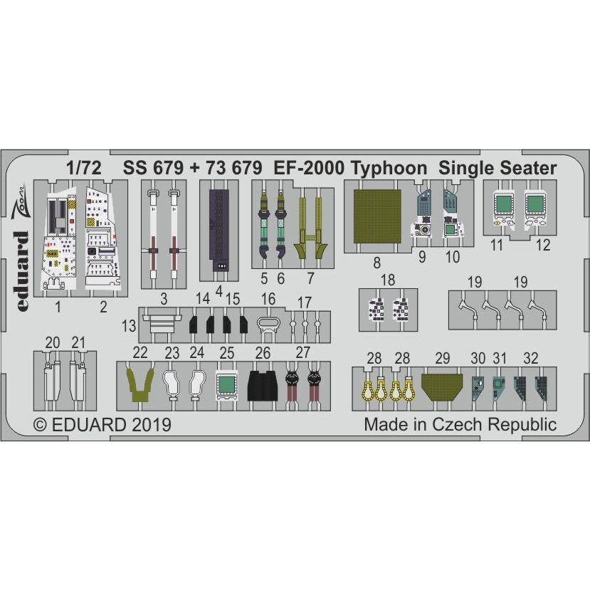 【新製品】SS679 塗装済 ユーロファイター EF-2000 タイフーン 単座型 ズームエッチングパーツ(レベル用)