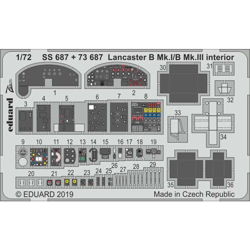 【新製品】SS687 塗装済 アブロ ランカスターB Mk.I/III ズームエッチングパーツ (エアフィックス用)