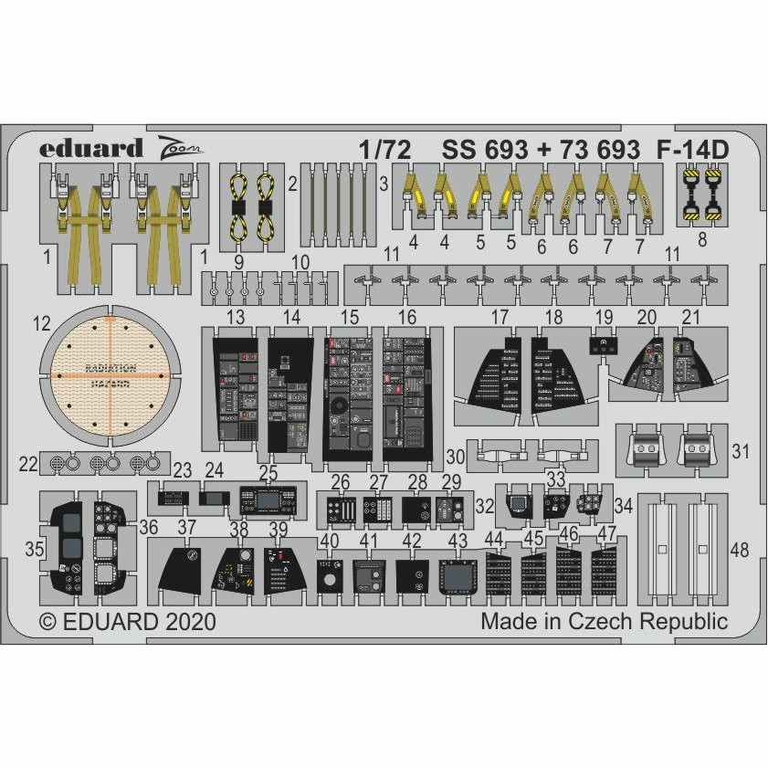 【新製品】SS693 塗装済 グラマン F-14D トムキャット ズームエッチングパーツ (グレートウォール用)