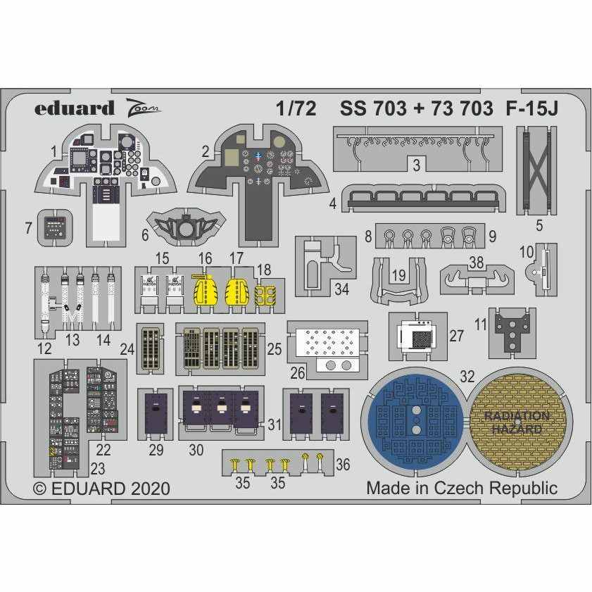 【新製品】SS703 塗装済 マクドネル・ダグラス F-15J イーグル ズームエッチングパーツ (グレートウォール用)