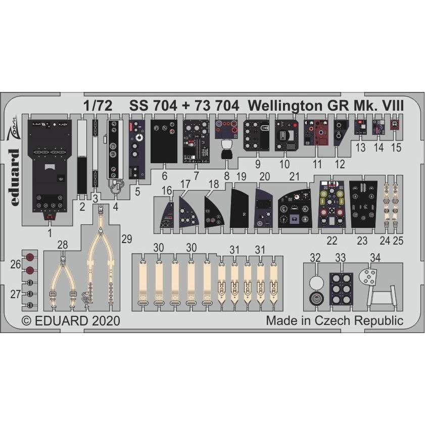 【新製品】SS704 塗装済 ヴィッカース ウェリントン GR Mk.VIII ズームエッチングパーツ (エアフィックス用)