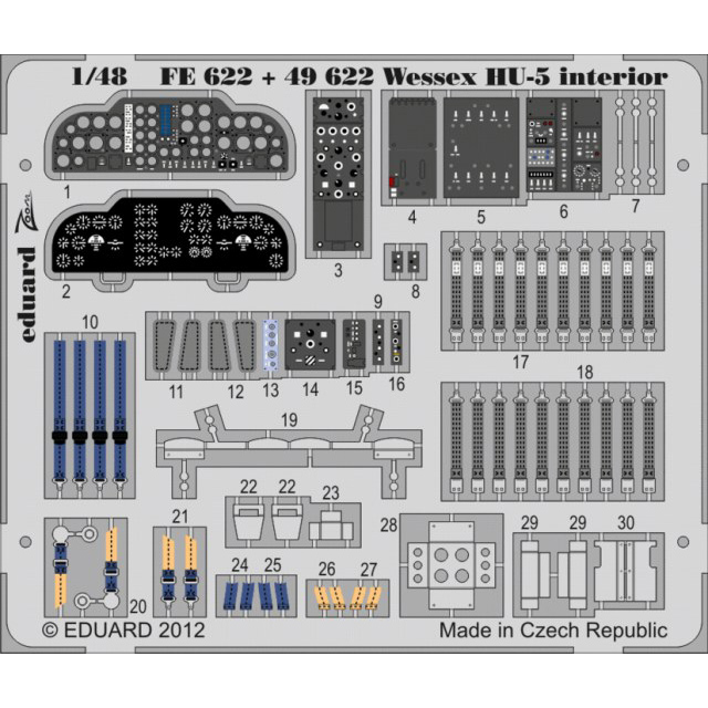 【新製品】[8591437386222] FE622)塗装済 ウェセックス HU.5 計器盤/シートベルト