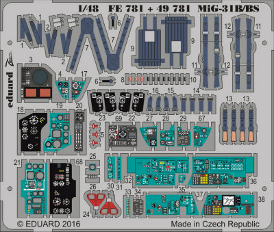 【新製品】FE781)塗装済 MiG-31B/BS 計器盤/シートベルト