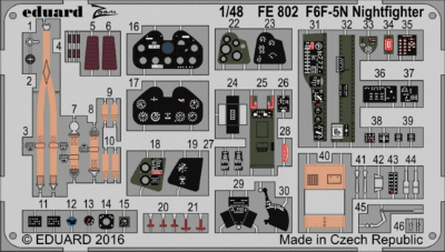 【新製品】FE802)塗装済 F6F-5N 計器盤